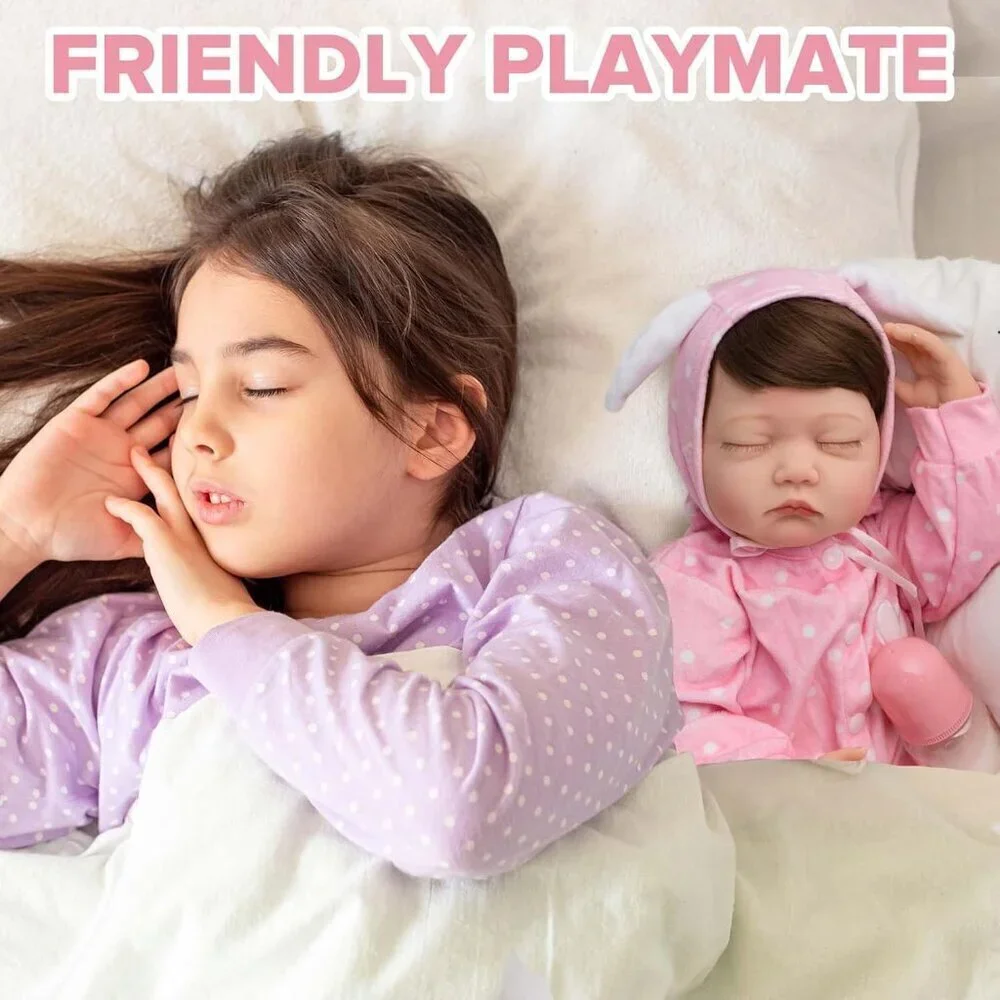 22inch Soft Cloth Body Newborn Baby Dolls Poseable Limbs Sleeping Doll Girl